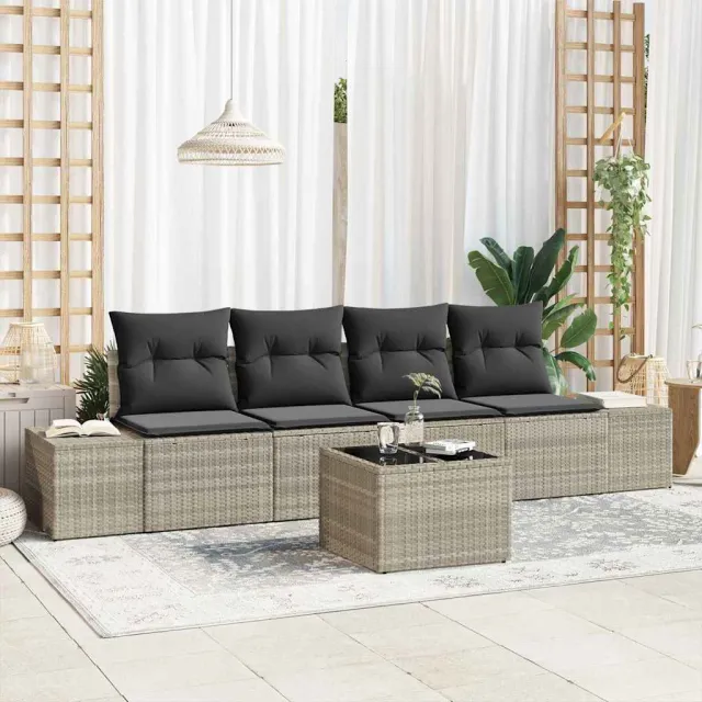 vidaXL Tuin Sofa Set 5 st Licht Grijs en Donker Grijs poly rattan Lichtgrijs