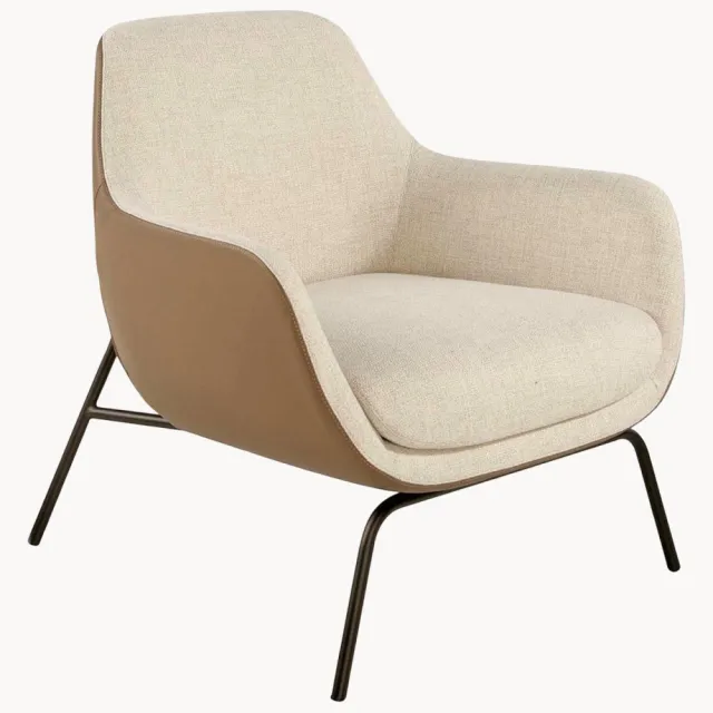 Angel Cerdá Gestoffeerde fauteuil Eris met kunstleren rugleuning Wit