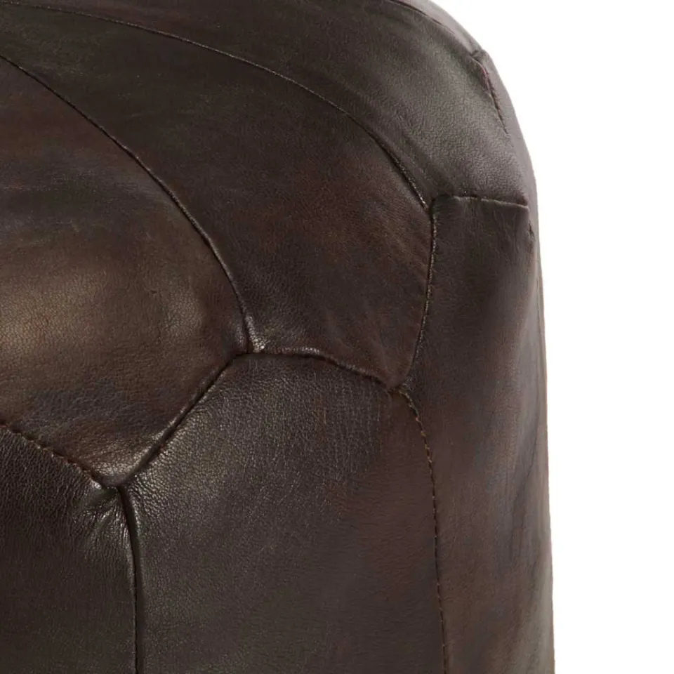 vidaXL Poef 40x35 cm echt geitenleer donkerbruin bruin, foto 3