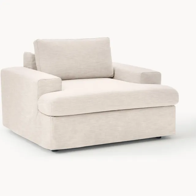 Westwing Collection Fauteuil Russell met afneembare hoezen beige
