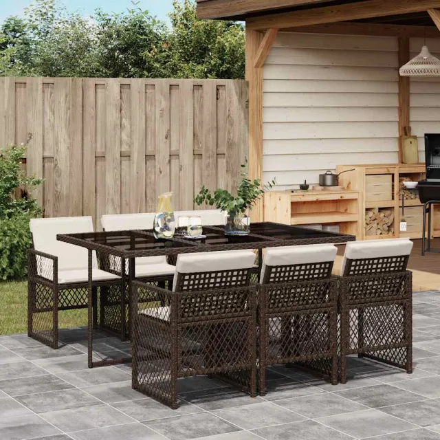 vidaXL 7-delige Tuinset met kussens poly rattan zwart, foto 2