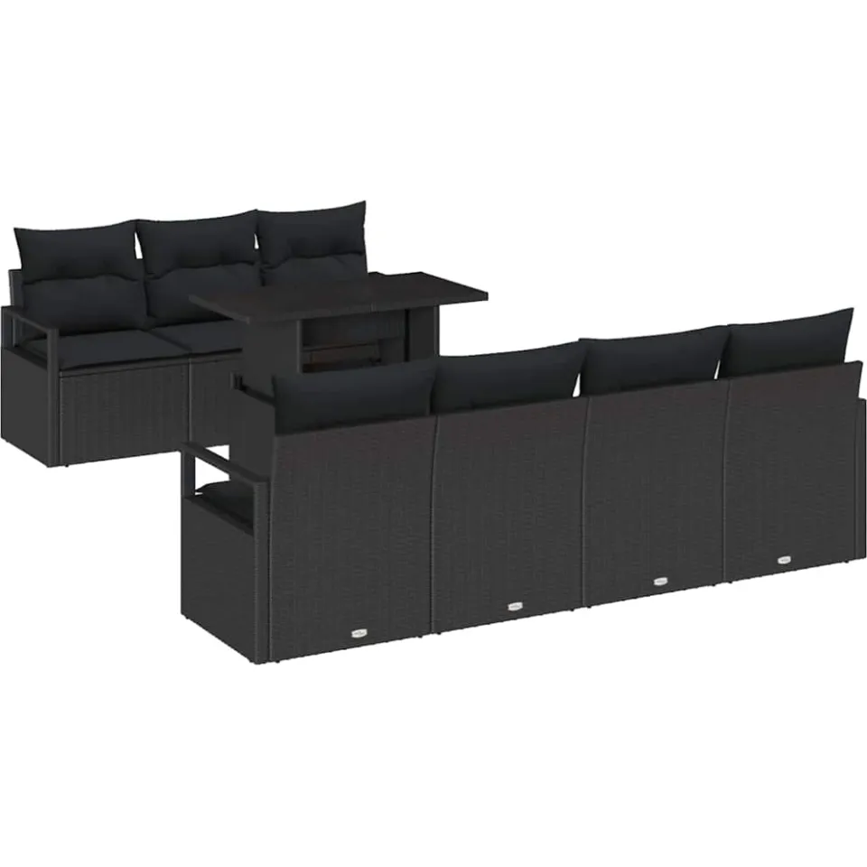 vidaXL Tuin Sofa Set 8 st Zwart Poly riet