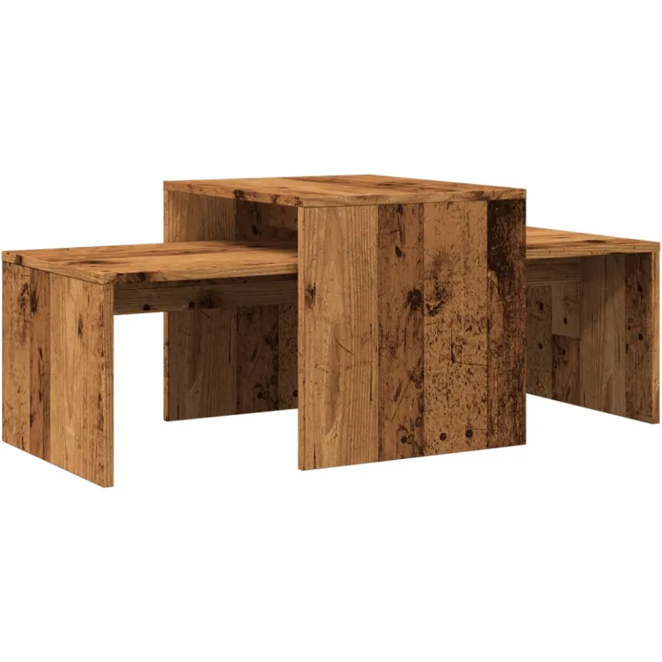 vidaXL Salontafelset 100x48x40 cm bewerkt hout oud houtkleurig bruin, foto 3