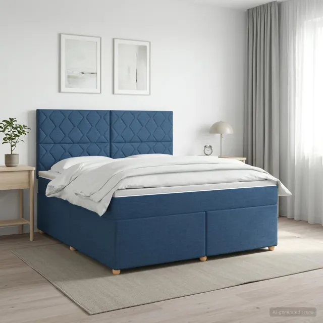 vidaXL Boxspringbed met matras met hoofdeinde Blauw 160 x 200 cm Stof