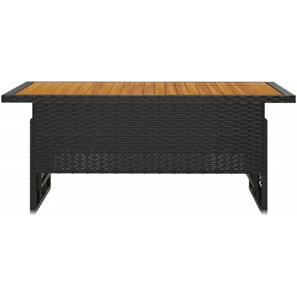vidaXL Tuintafel 100x50x43/63 cm acaciahout en poly rattan zwart