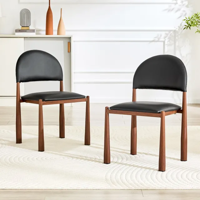 COVREO Eetkamerstoel set van 2, zwart kunstleer, 80 cm hoog, gepolsterd