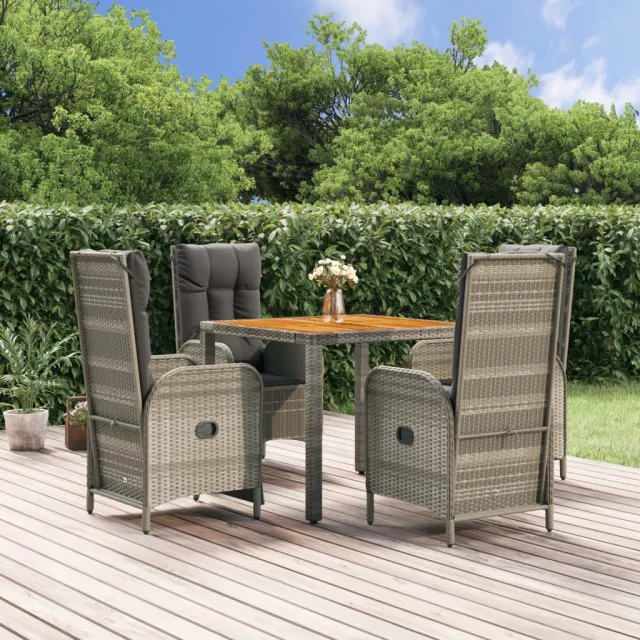 vidaXL 5-delige Tuinset met kussens poly rattan grijs, foto 2