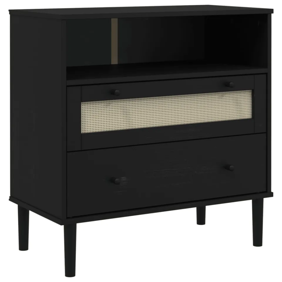 vidaXL Dressoir SENJA rattan-look 80x40x80 cm massief grenenhout zwart, foto 3