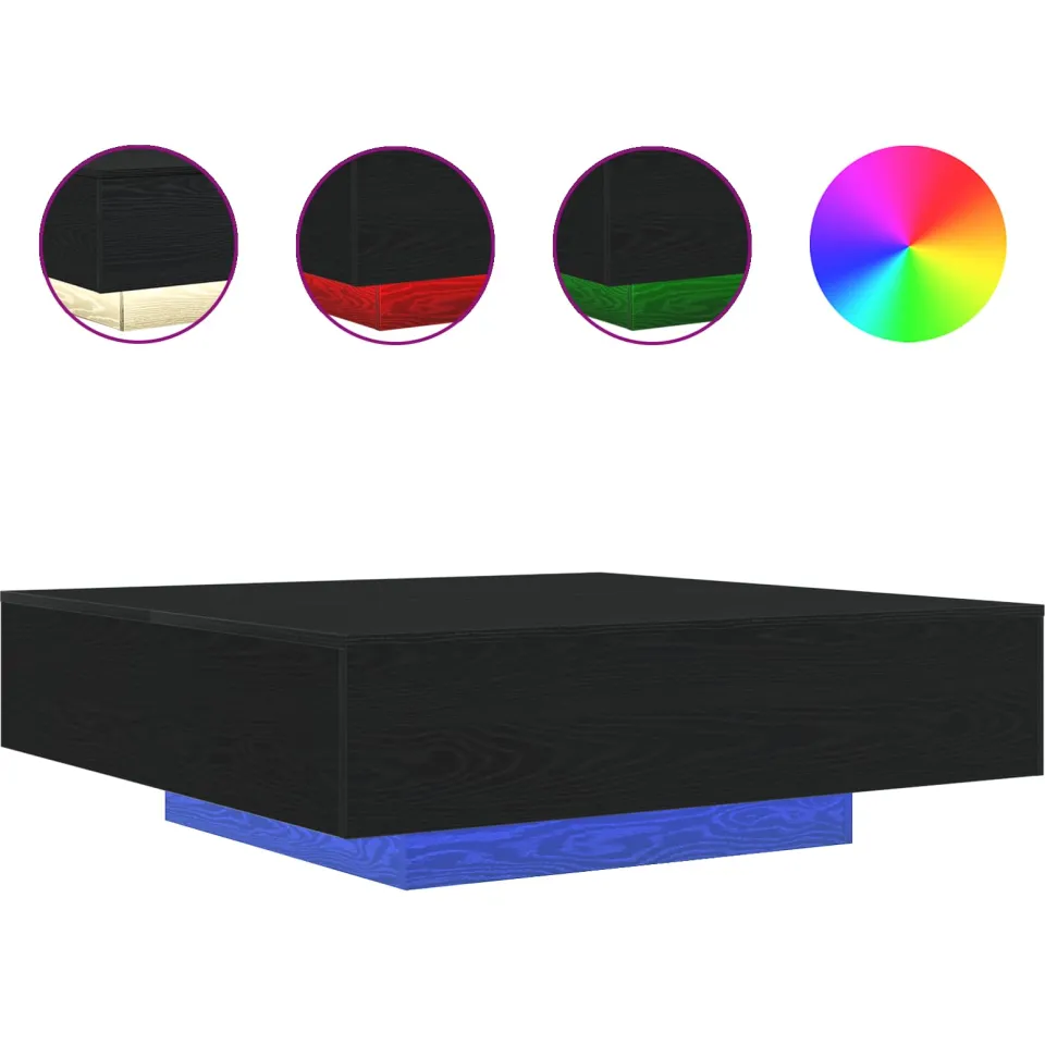 vidaXL Salontafel met LED Stripverlichting Zwart eiken Bewerkt hout, foto 3