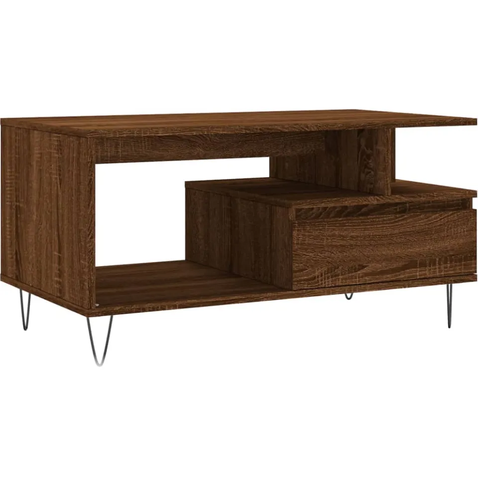 vidaXL Salontafel 90x49x45 cm bewerkt hout bruineiken, foto 3