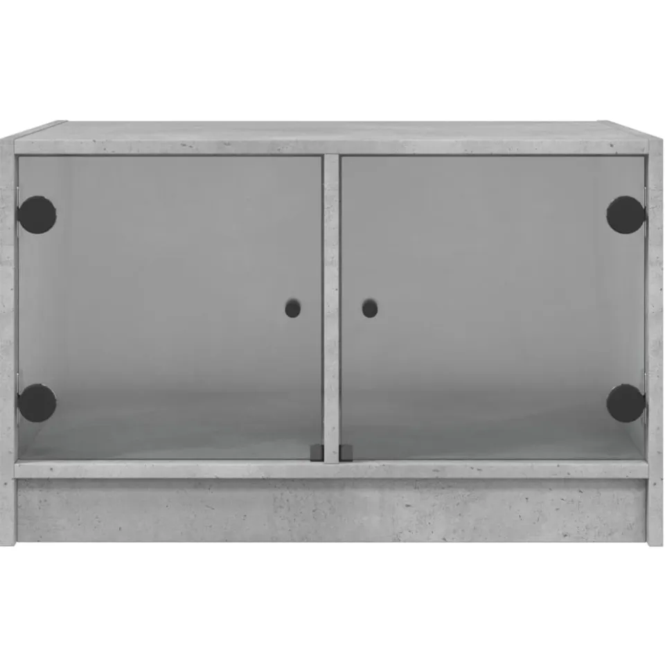 vidaXL Salontafel met glazen deuren 68x50x42 cm betongrijs grijs, foto 4