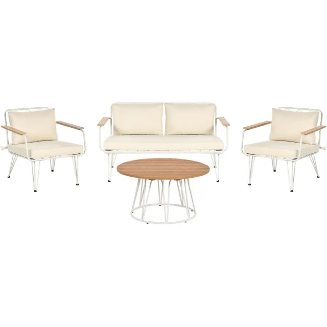 Beliani MONTESILVANO - Loungeset voor 4 - Lichtbeige - Staal