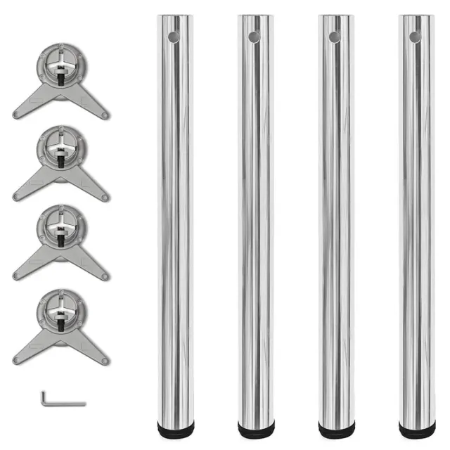 vidaXL Tafelpoten in hoogte verstelbaar chroom 710 mm 4 st Zilver