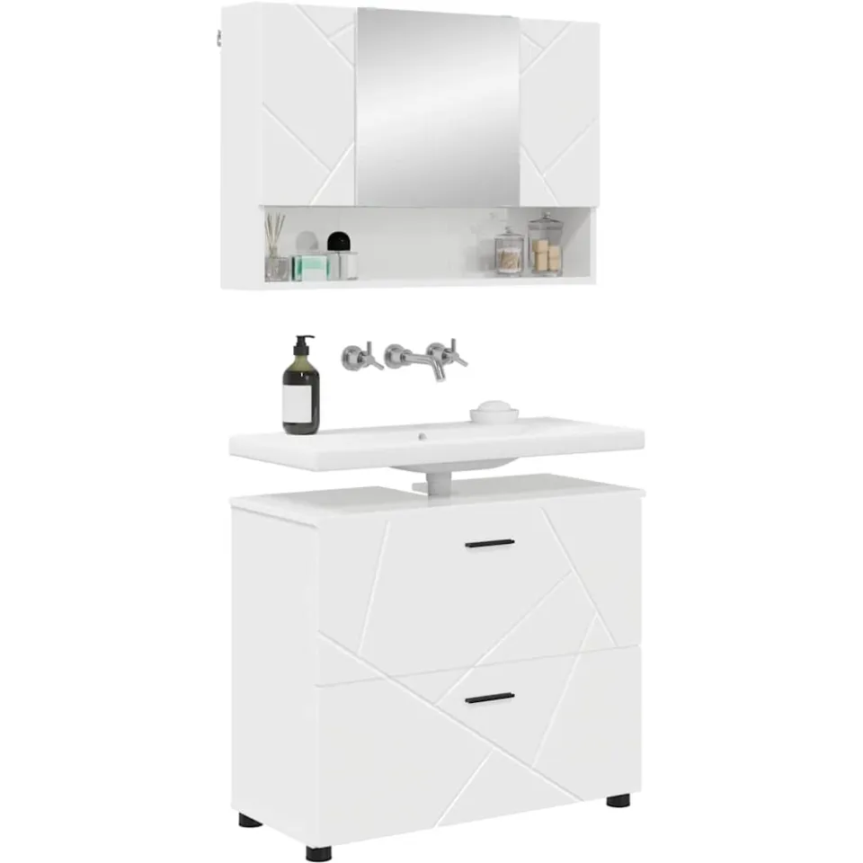 vidaXL Badkamermeubelset 2 st Hoogglans wit 76,5 x 35 x 64 cm