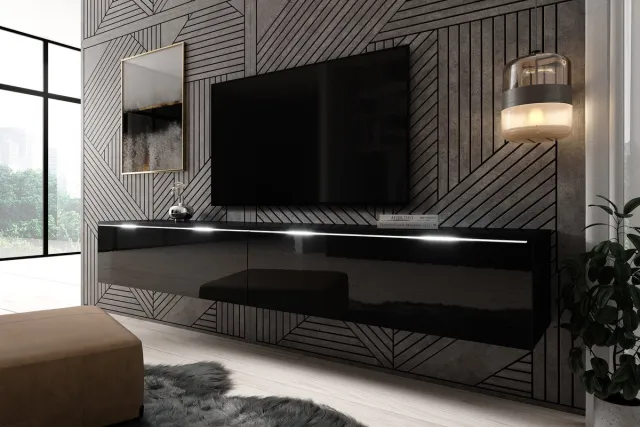MEUBELLA TV-Meubel Dixon - Zwart - 180 cm