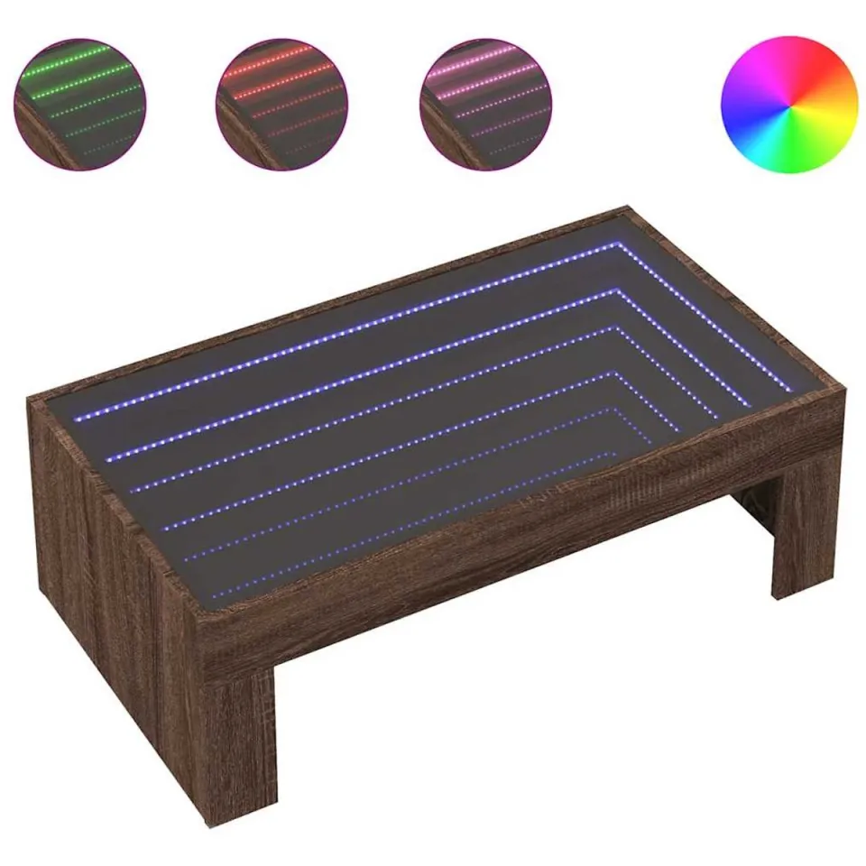 vidaXL Salontafel met Infinity LED 90x50x30 cm bruin eikenkleurig, foto 3