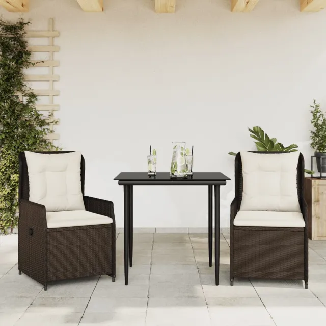vidaXL 3-delige Tuinset met kussens poly rattan bruin, foto 2