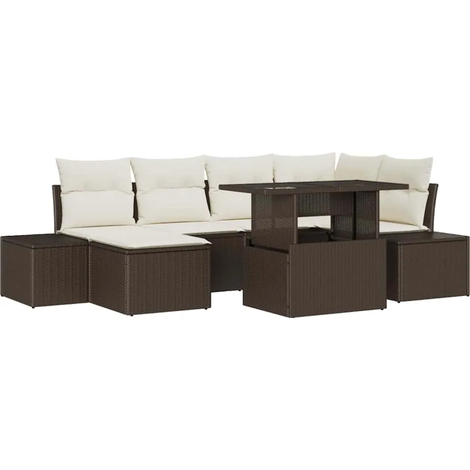 vidaXL Tuin Sofa Set 7 st Bruin poly rattan
