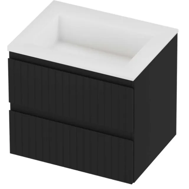 Proline Aristo Badmeubelset Polystone Elegant Gefreesd 60x46x54 cm Mat White Mat Zwart