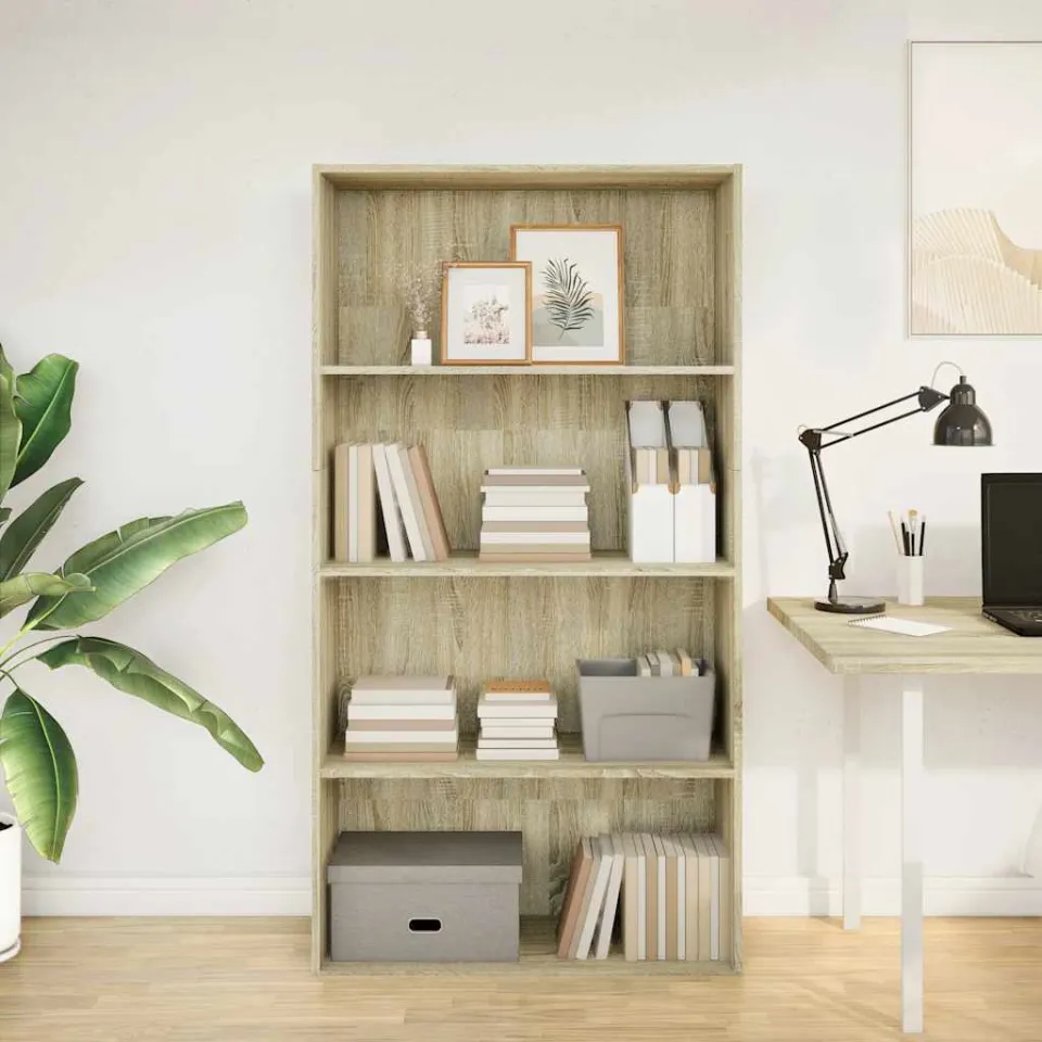 vidaXL Boekenkast 80x30x152 cm bewerkt hout sonoma eikenkleurig, foto 2