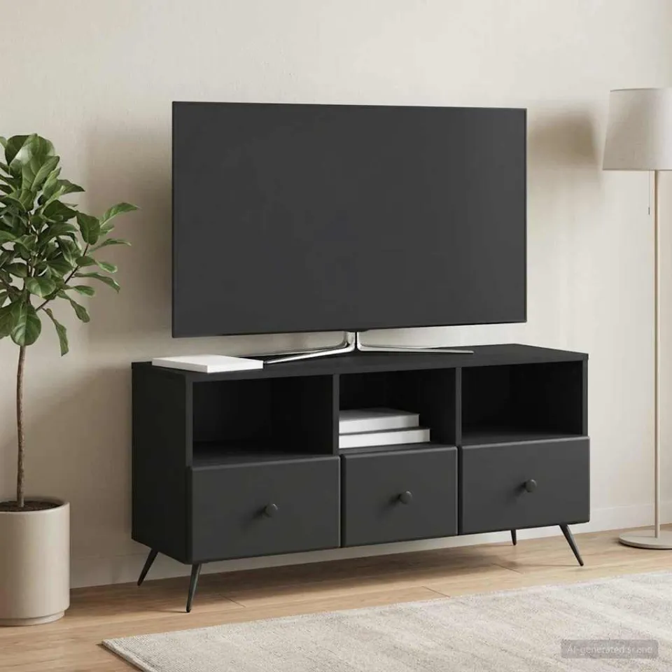 vidaXL TV-kast met lade Zwart 102 x 34,5 x 50 cm Bewerkt hout, foto 4