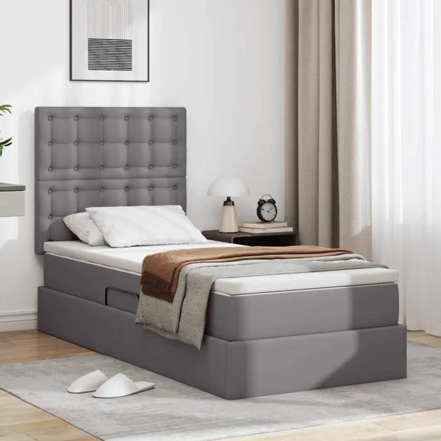 vidaXL Opslag bed Grijs 90 x 190 cm Nep Leer