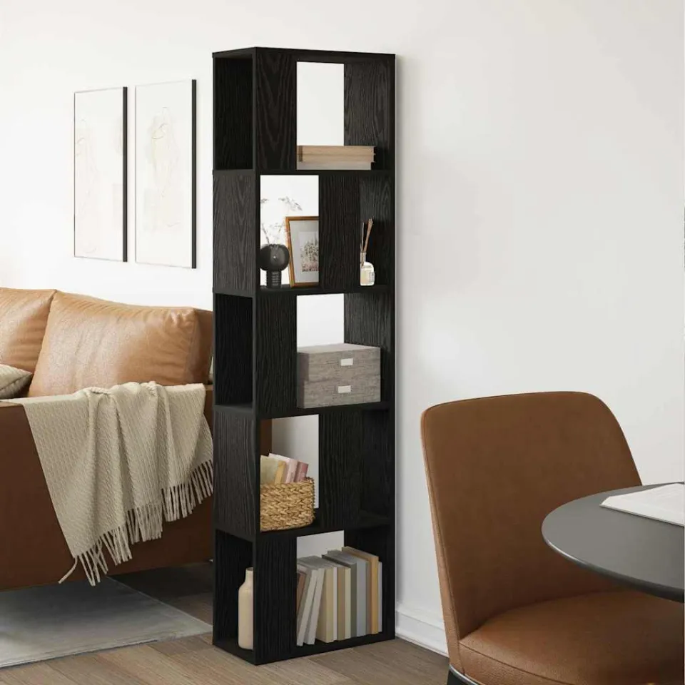 vidaXL Boekenkast 5.0-laags 45 x 23,5 x 162,5 cm Zwart Eiken, foto 3