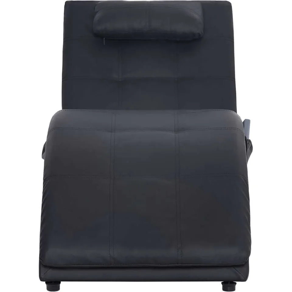 vidaXL Massage chaise longue met kussen kunstleer zwart