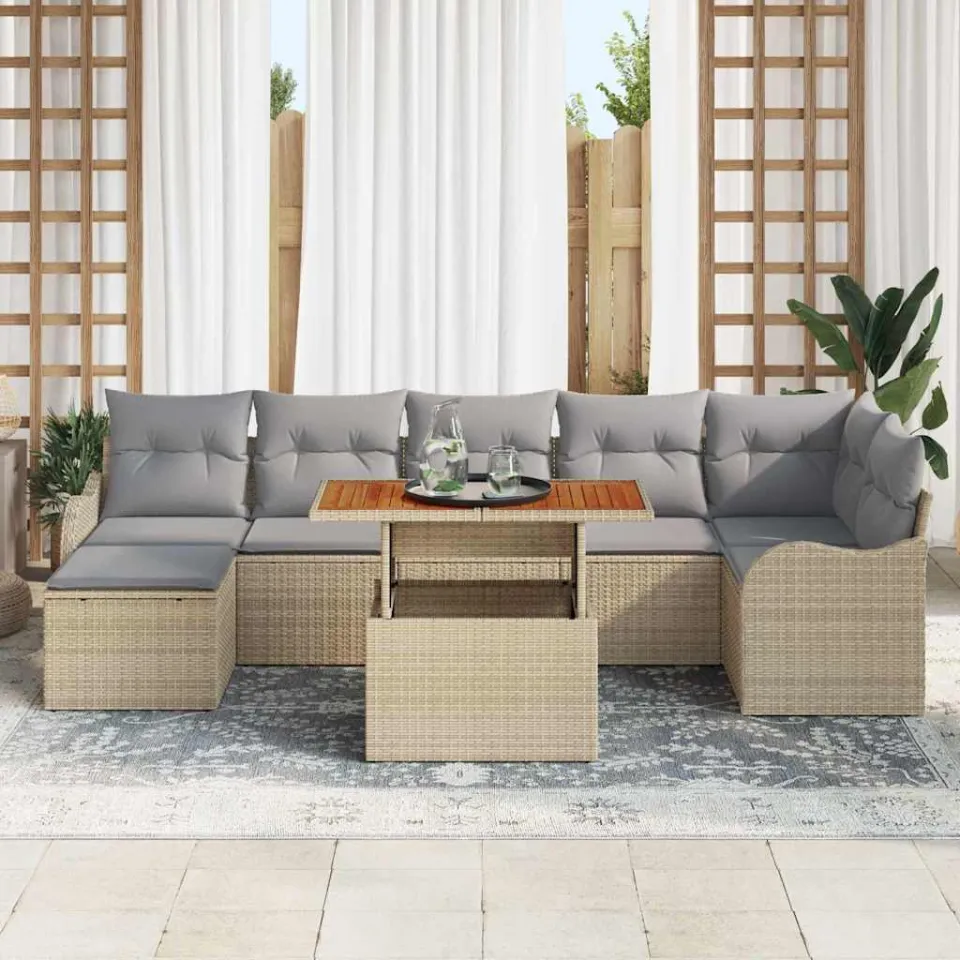 vidaXL Tuin Sofa Set 8 st beige en lichtgrijs