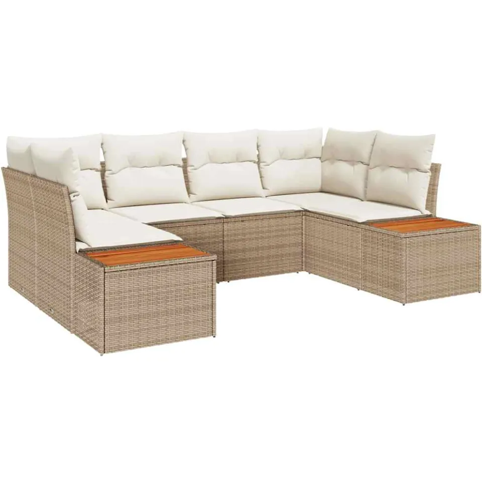 vidaXL Tuin Sofa Set 6 st Beige poly rattan
