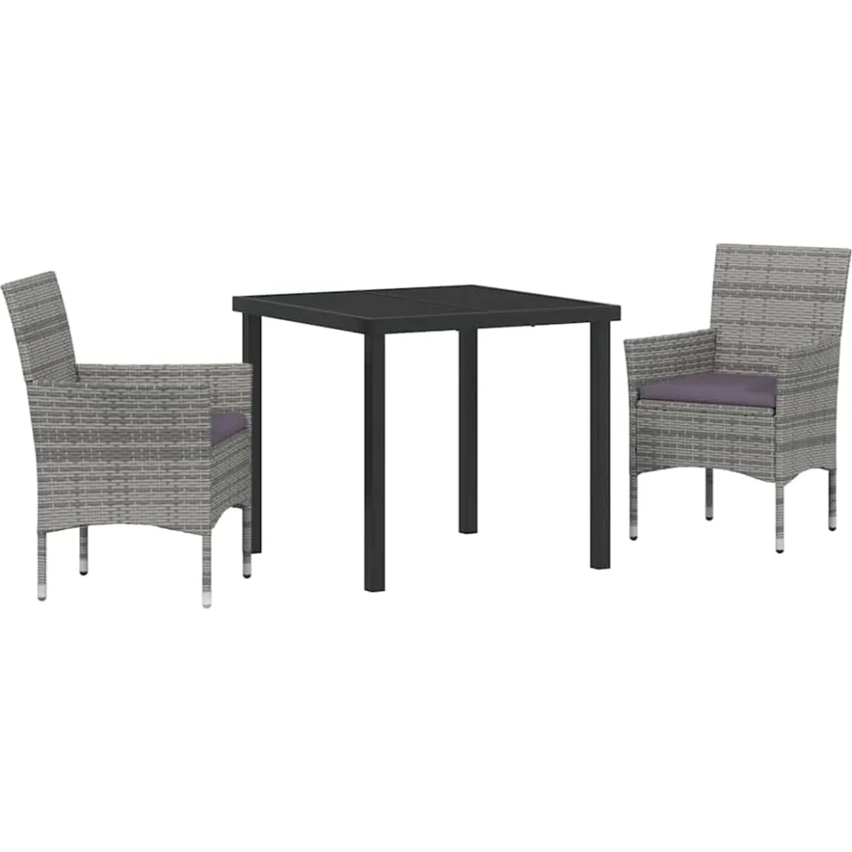vidaXL Tuin eettafelset 3 st Grijs poly rattan