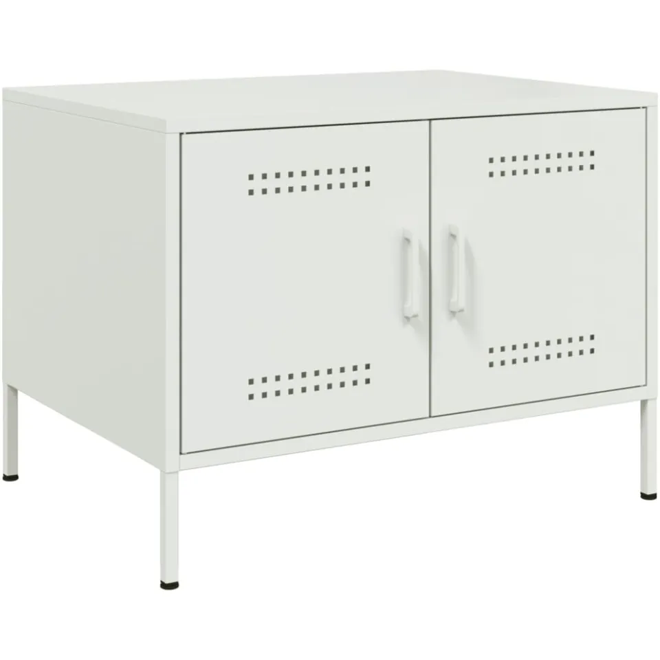 vidaXL Salontafel 68x50x50,5 cm staal wit, foto 3