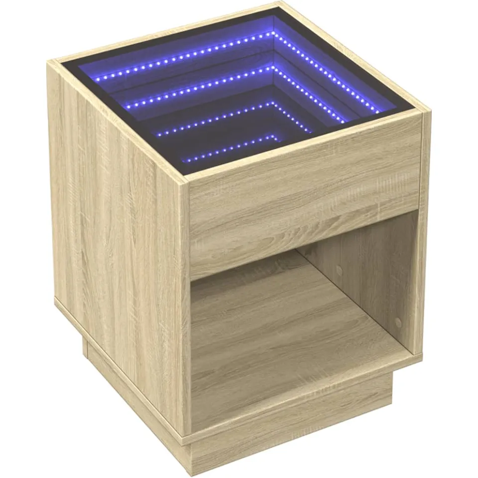 vidaXL Nachtkastje met Infinity LED 40x40x50 cm sonoma eikenkleurig Bruin