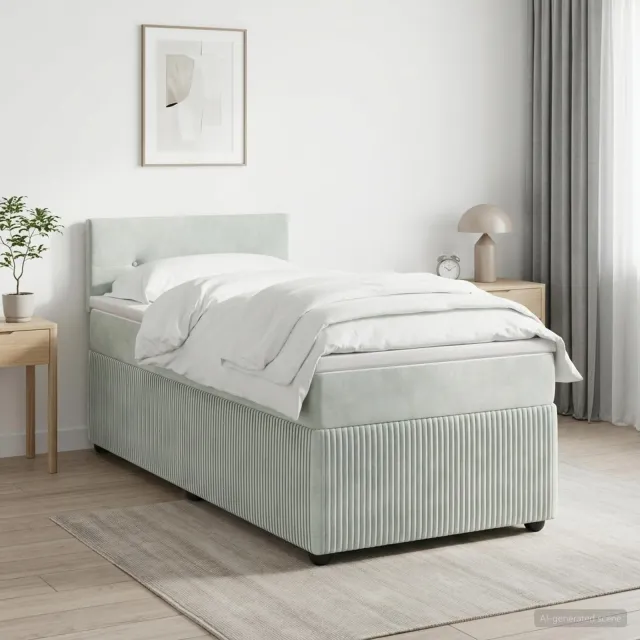 vidaXL Boxspringbed met matras Lichtgrijs 90 x 190 cm Fluweel