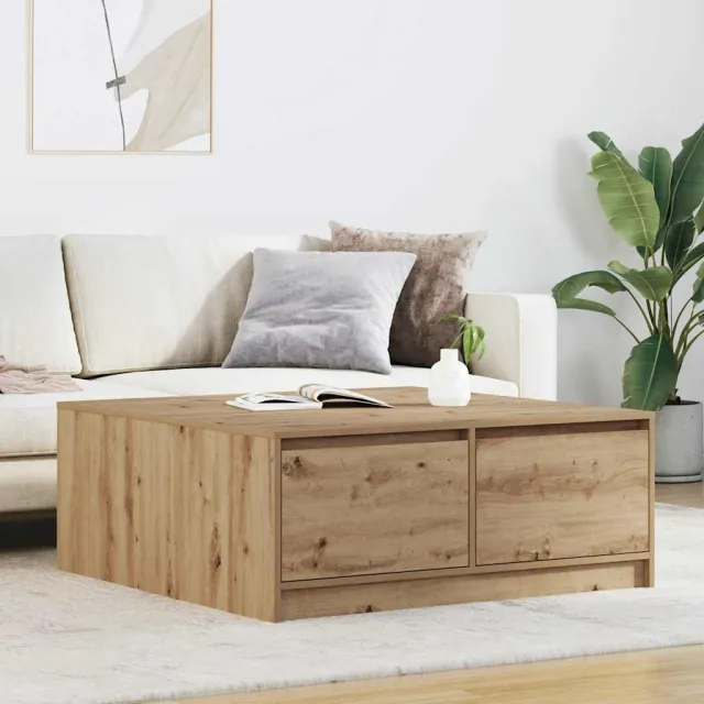 vidaXL Salontafel met lades 100x100x40 cm ambachtelijk eikenkleurig, foto 2
