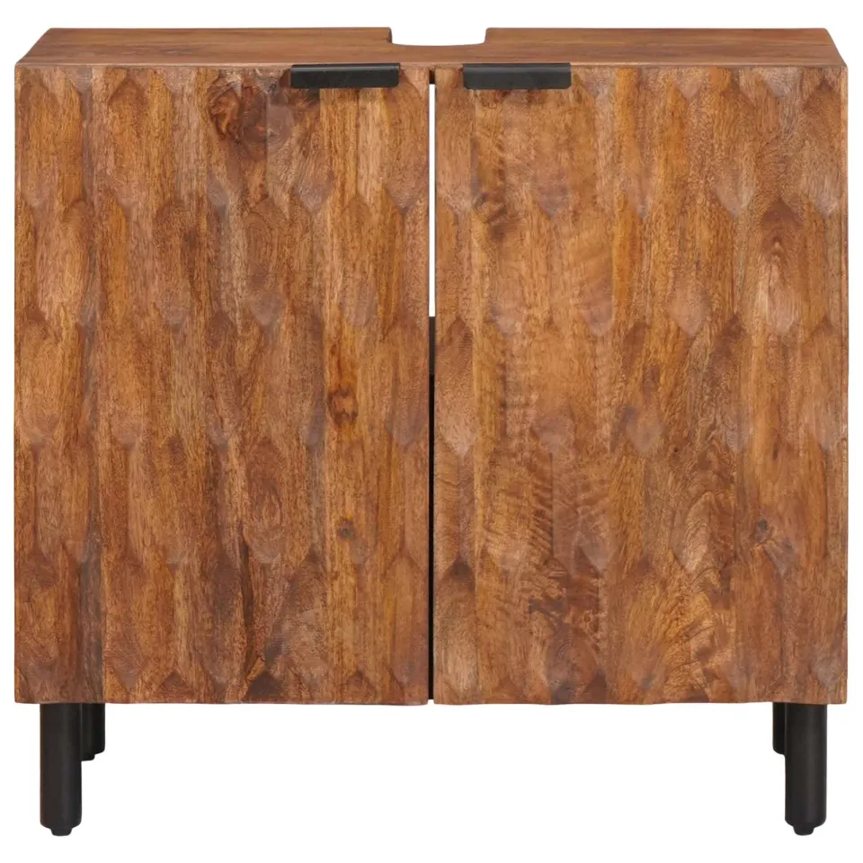 vidaXL Badkamer wastafelkast Bruin 62 x 33 x 58 cm Massief Mango Hout, foto 3