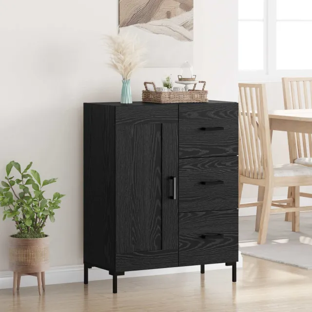 vidaXL Dressoir Zwart eiken 69.5 x 34 x 90 cm Bewerkt hout, foto 2