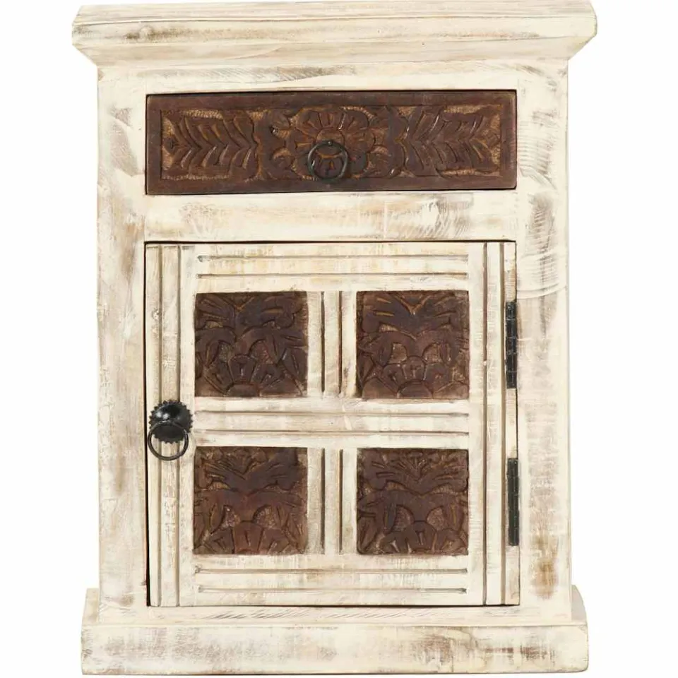 vidaXL Nachtkastje 40x30x50 cm massief mangohout wit