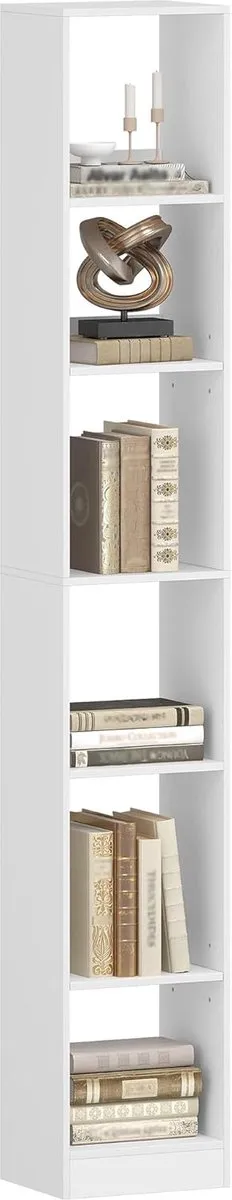 HILINSIE Boekenkast, moderne open houten boekenplank,6-laags, wit