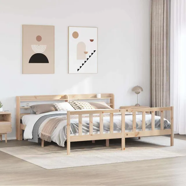 vidaXL Bedframe zonder matras massief grenenhout 180x200 cm bruin