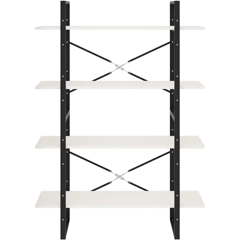 vidaXL Boekenkast met 4 schappen 100x30x140 cm massief grenenhout wit, foto 4