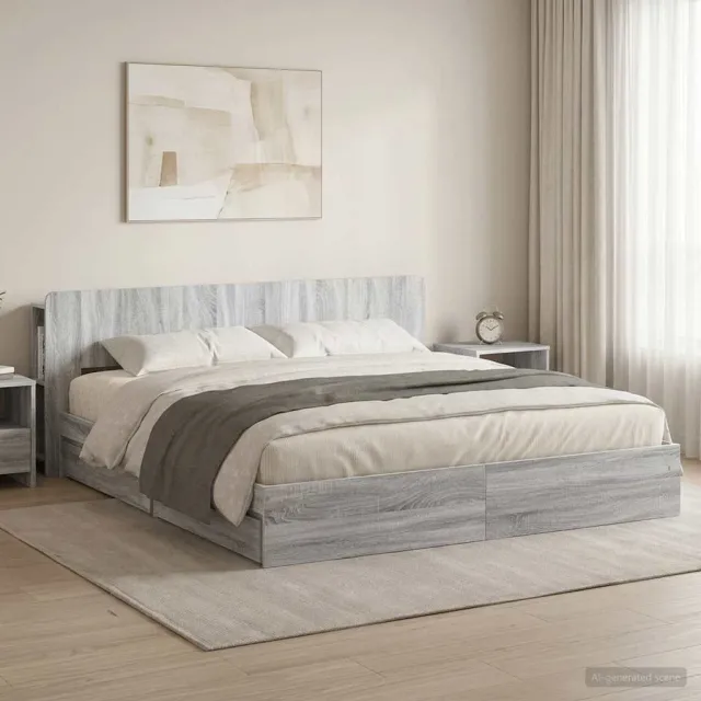 vidaXL Bedframe met opslag Grijs Sonoma 180 x 200 cm Bewerkt hout