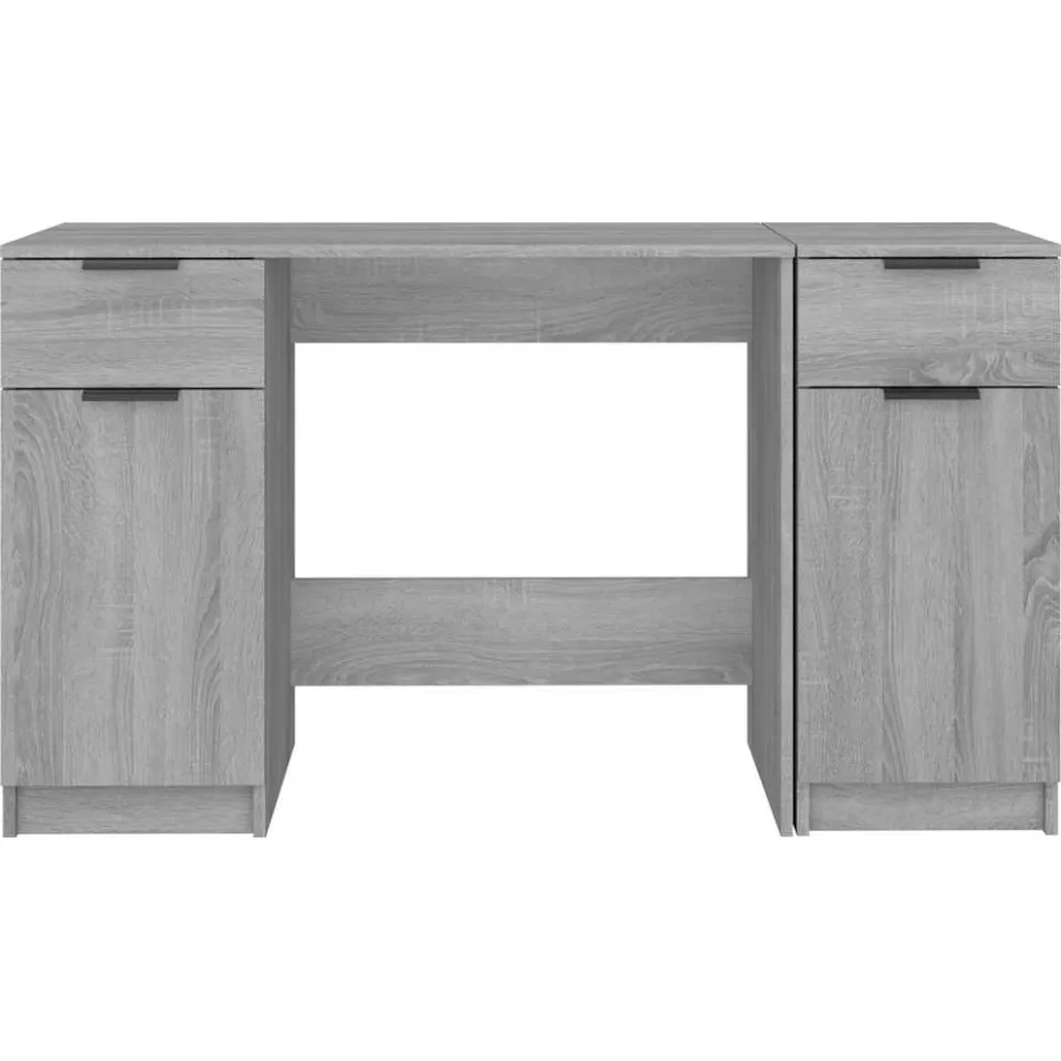 vidaXL Bureau met bijzetkast bewerkt hout grijs sonoma eikenkleurig, foto 3