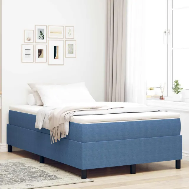 vidaXL Platform bedframe Blauw 120 x 200 cm Katoen Stof