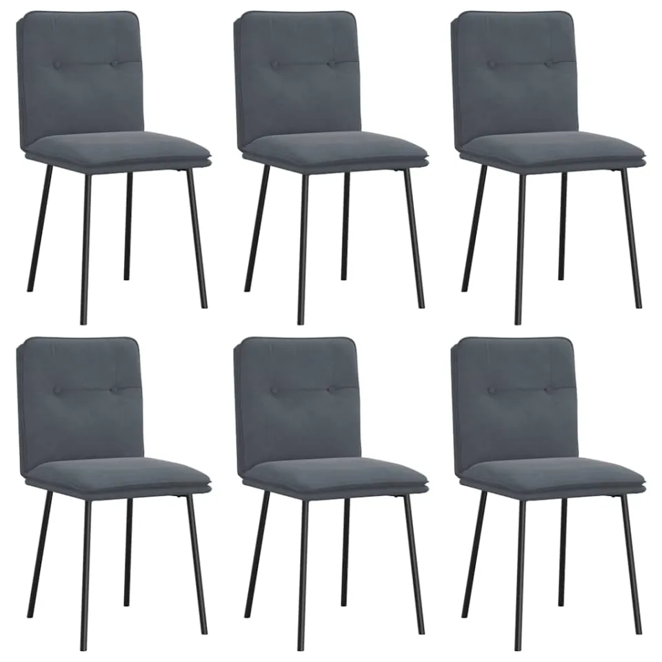 vidaXL Eetkamerstoelen 6 st fluweel donkergrijs grijs, foto 3