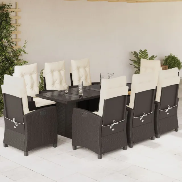 vidaXL 9-delige Tuinset met kussens poly rattan bruin, foto 2