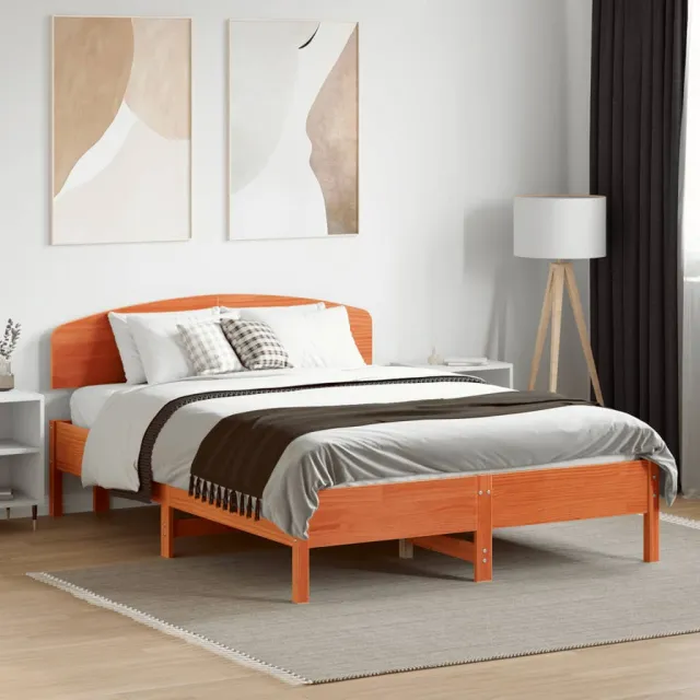 vidaXL Bed met matras massief grenenhout wasbruin 140x190 cm bruin
