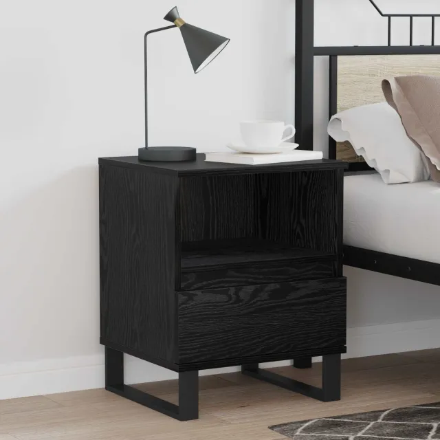 vidaXL Bed kast Zwart Eiken 40 x 35 x 50 cm Bewerkt hout, foto 2