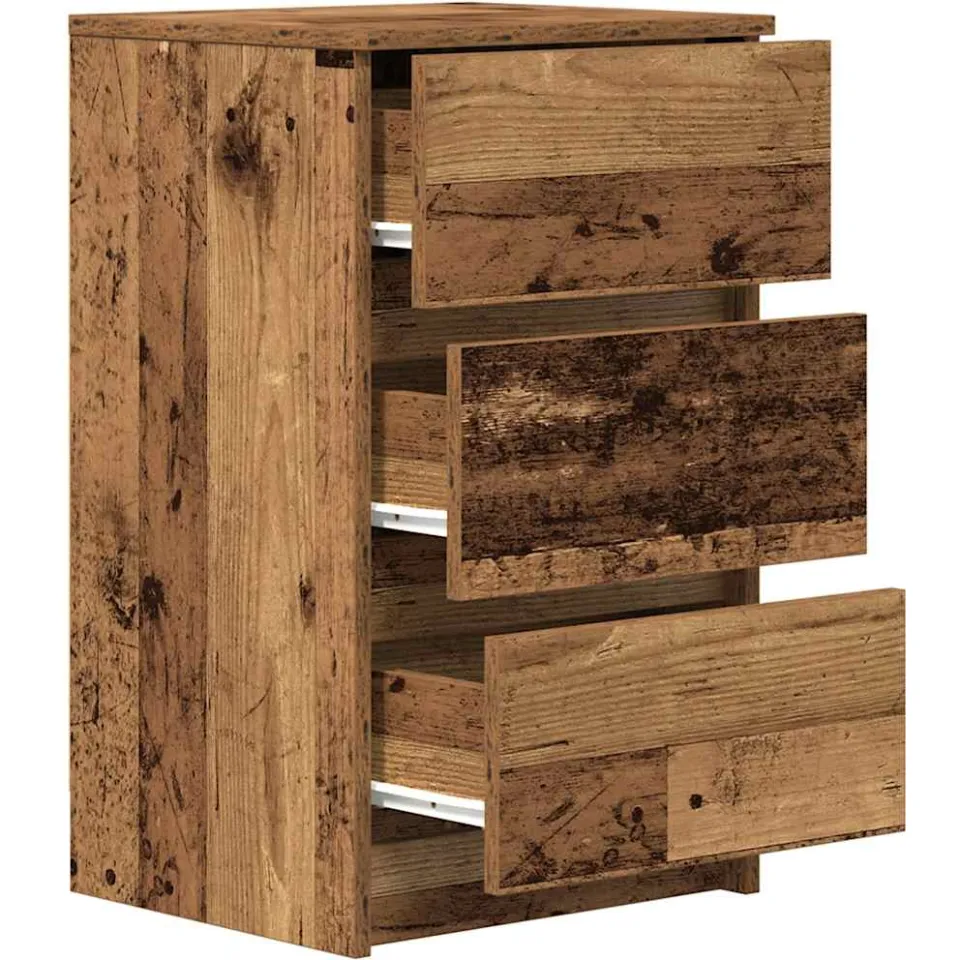 vidaXL Nachtkastje met 3 lades 39x35x65 cm oud hout bruin, foto 4