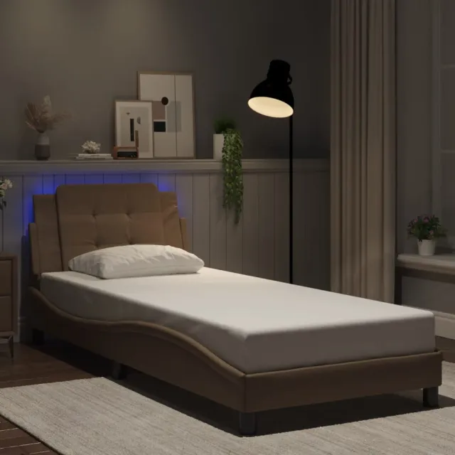vidaXL Bedframe met LED zonder matras "Zadar" cappuccino 90x190 cm Bruin